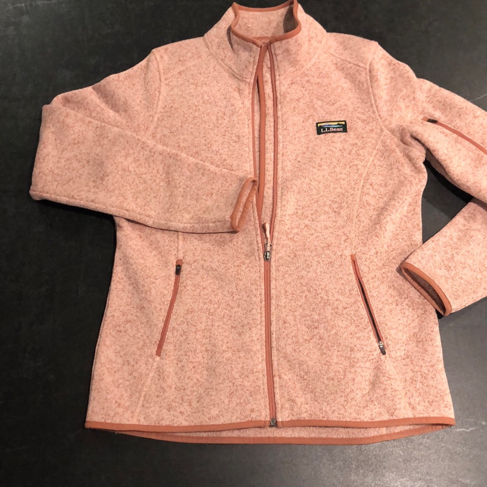 Rose color Women's L.L.Bean Sweater Fleece Full-Zip Jacket.